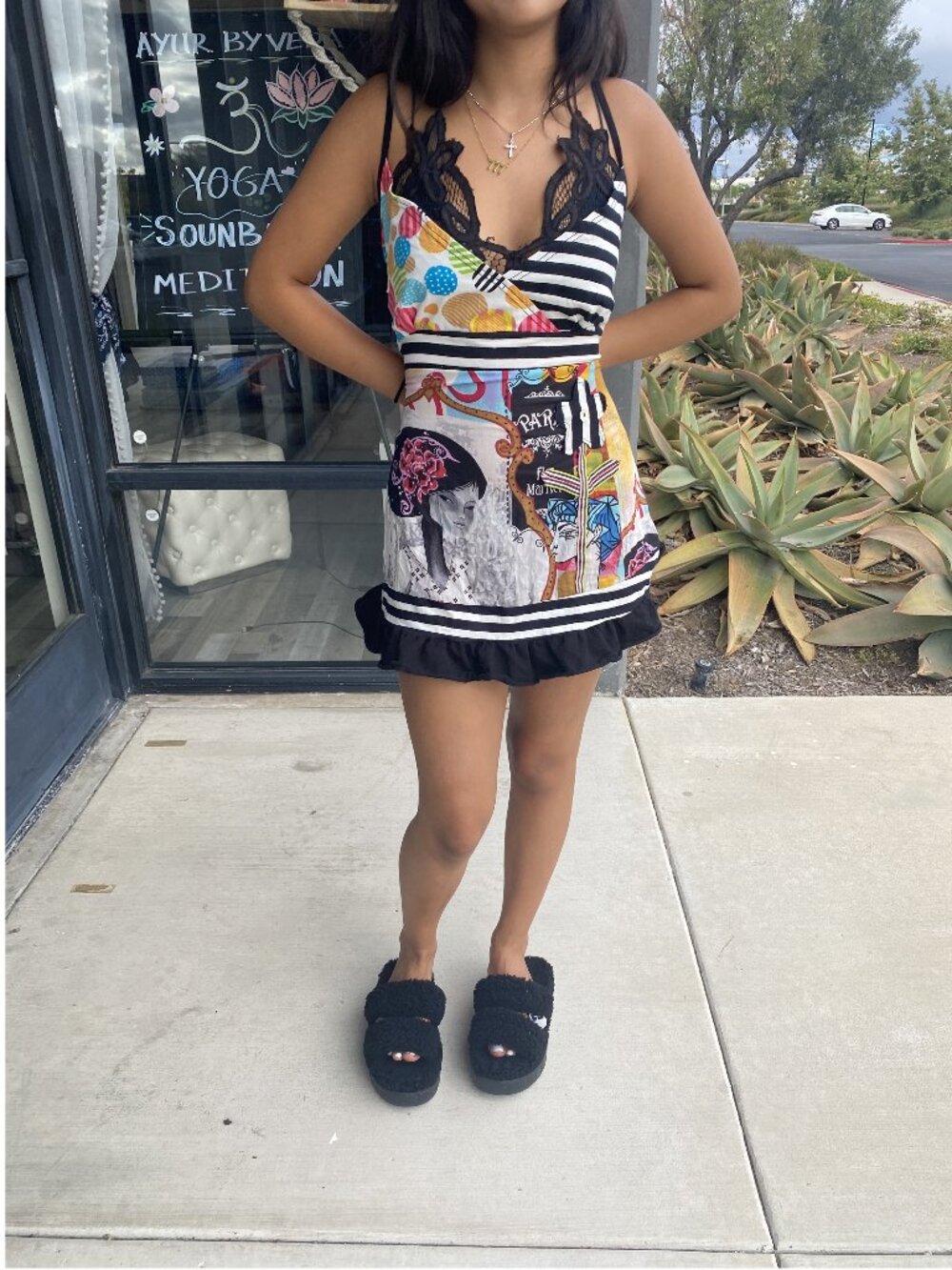 Savage Culture Printed Slip Mini Dress L